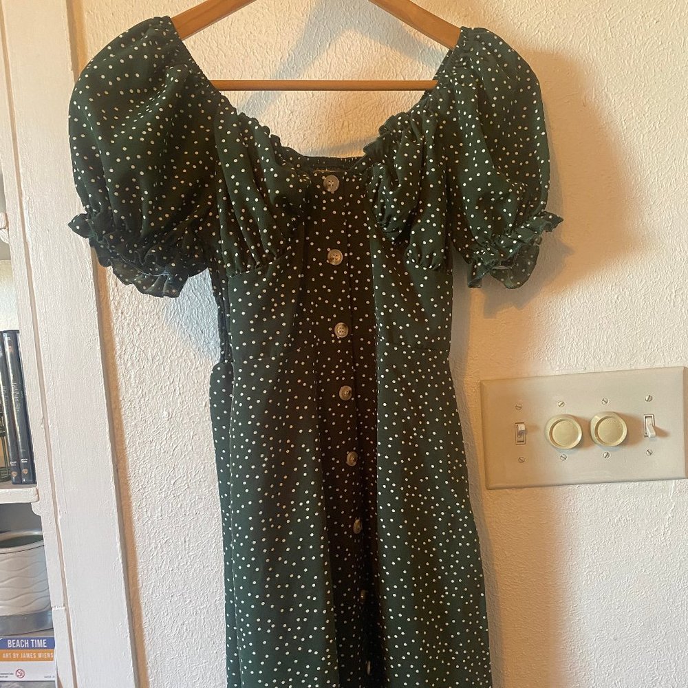 Green polka-dot dress- small
